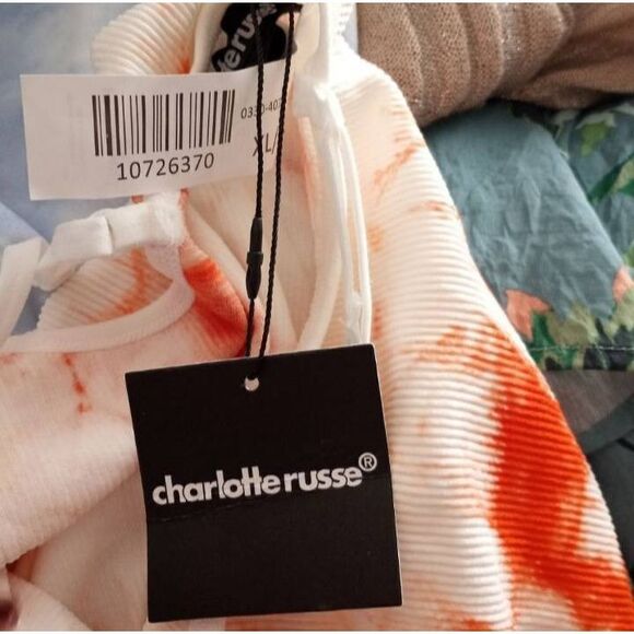CHARLOTTE RUSSE RIBBED ORANGE & WHITE TIE DYE DRESS SZ.XL NWT. - Picture 8 of 10